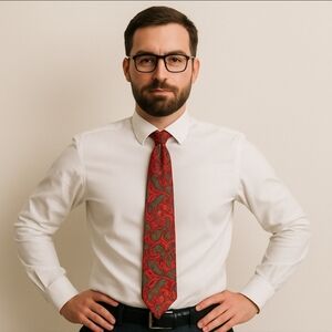 Countess Mara Red Paisley 100% Silk Tie Men's Classic Necktie Made in USA